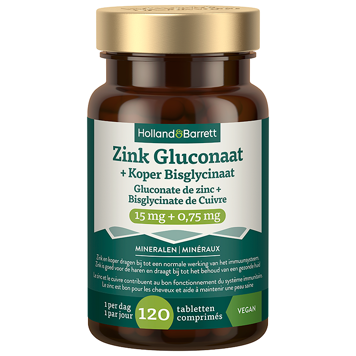 Zink Gluconaat + Koper Bisglycinaat 750mcg