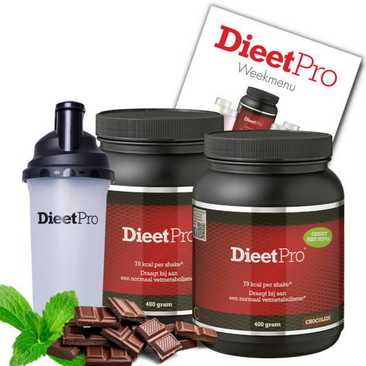 DieetPro 2 Potten Stevia + Gratis Shaker - Chocolade