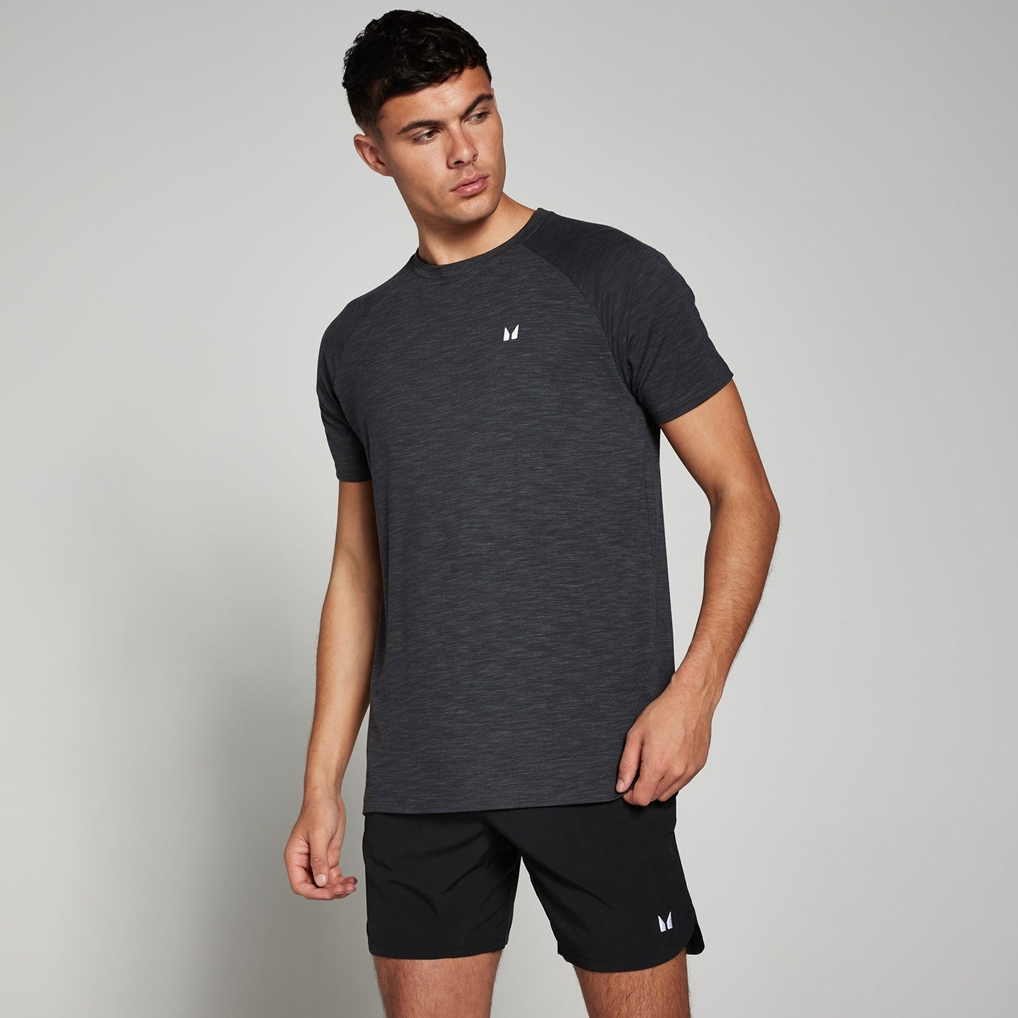Performance T-Shirt met korte mouwen voor heren - GemĂȘleerd zwart / XXL