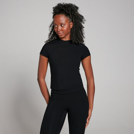 Tempo T-shirt met nauwsluitende pasvorm en korte mouwen voor dames - Zwart / XXL