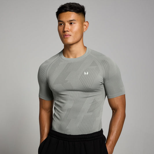 Tempo naadloos T-shirt met opdruk van pilaar voor heren - Stormgrijs / XXL