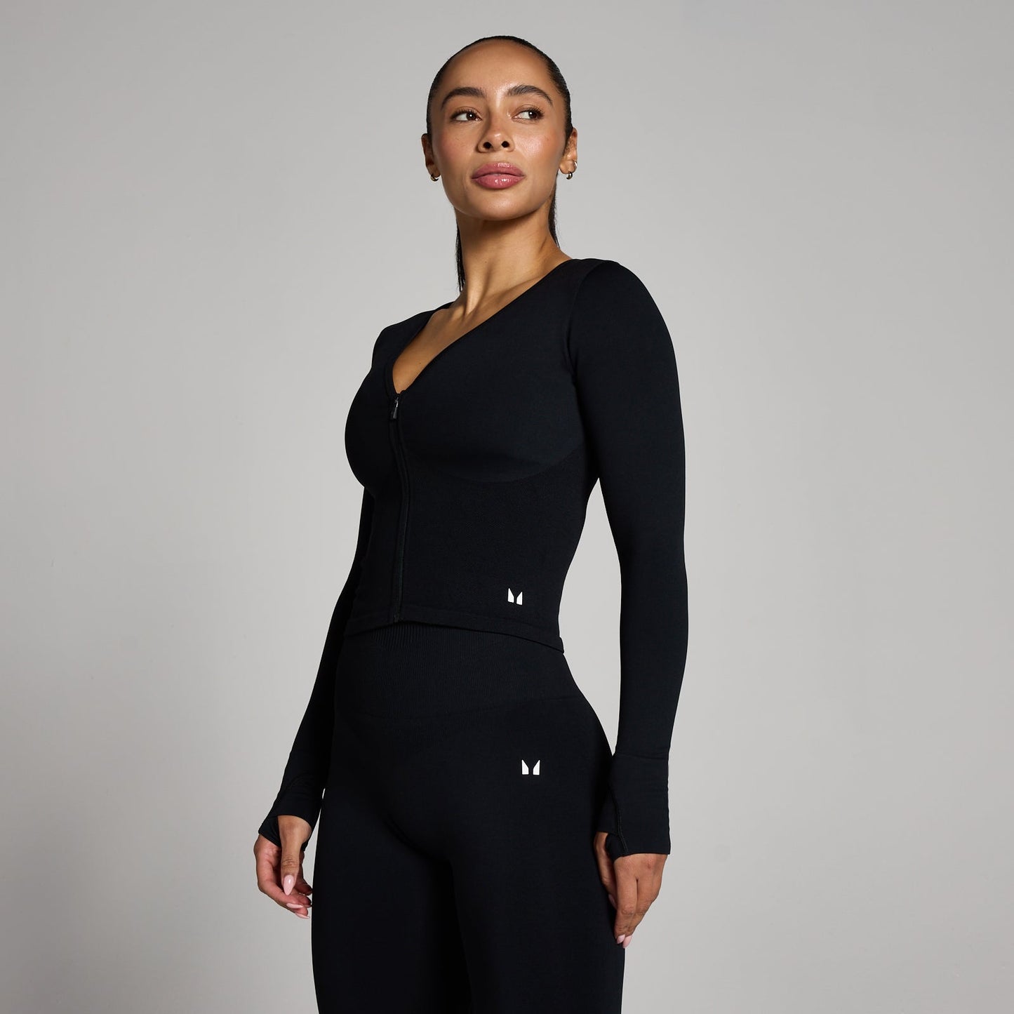 Dames Tempo Naadloze Cropped Jas - Zwart / XXL