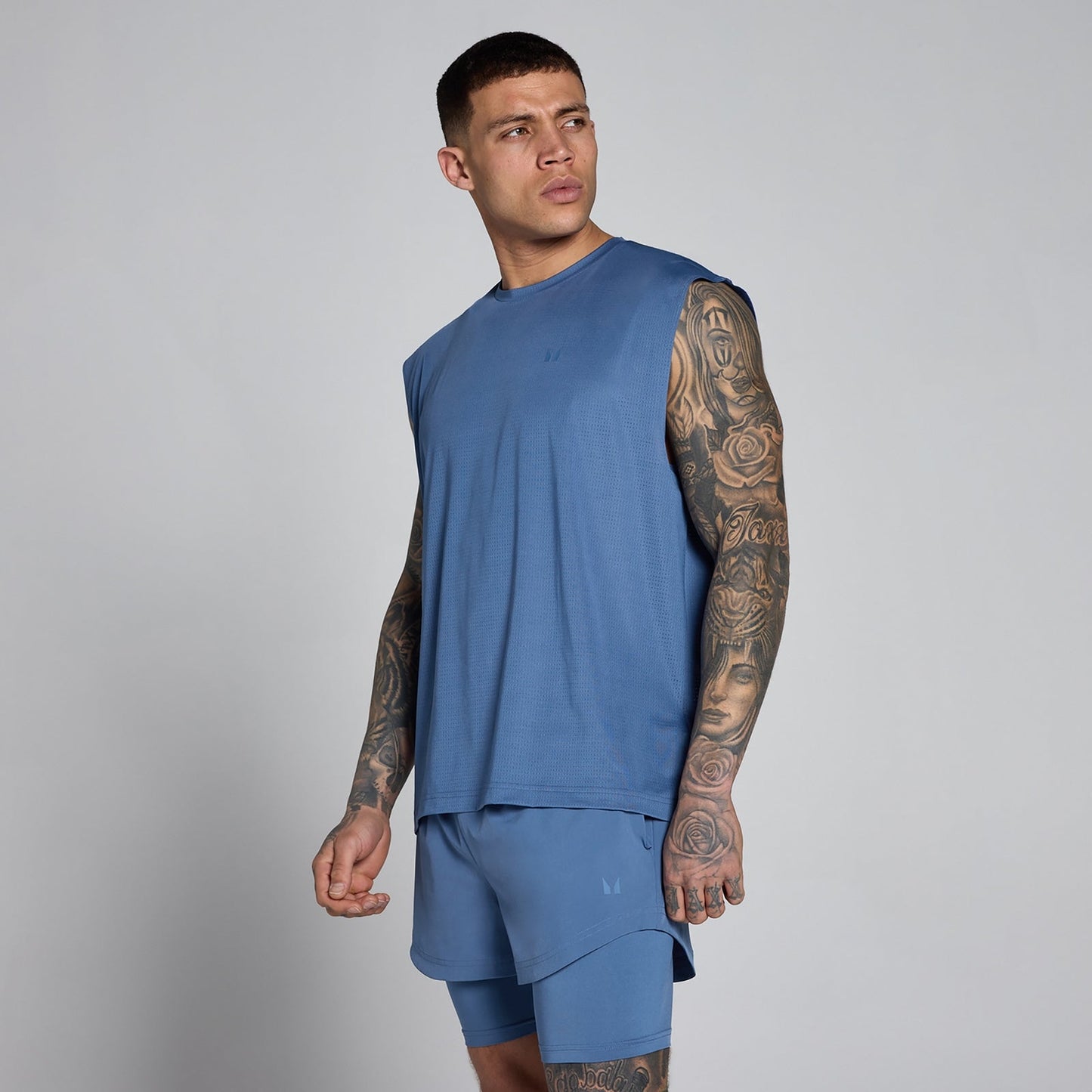 Men's Hybrid Oversized Mesh Tank - Slate Blue / XL