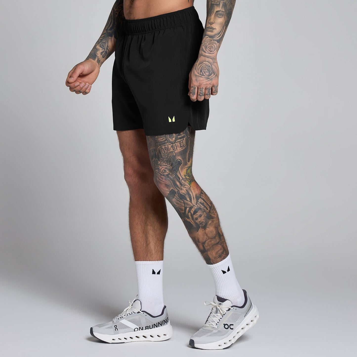 Heren Training 5 Geweven Short - Zwart / Lichtgroen / XS