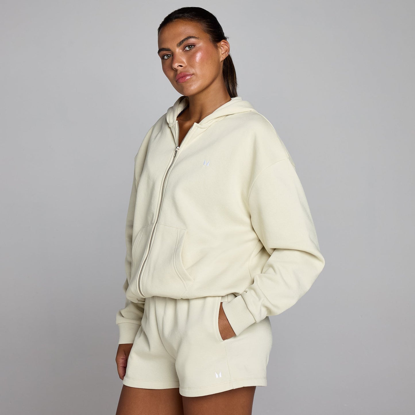 Dames Basics Zip Through Hoodie - Woestijnstof / XXL