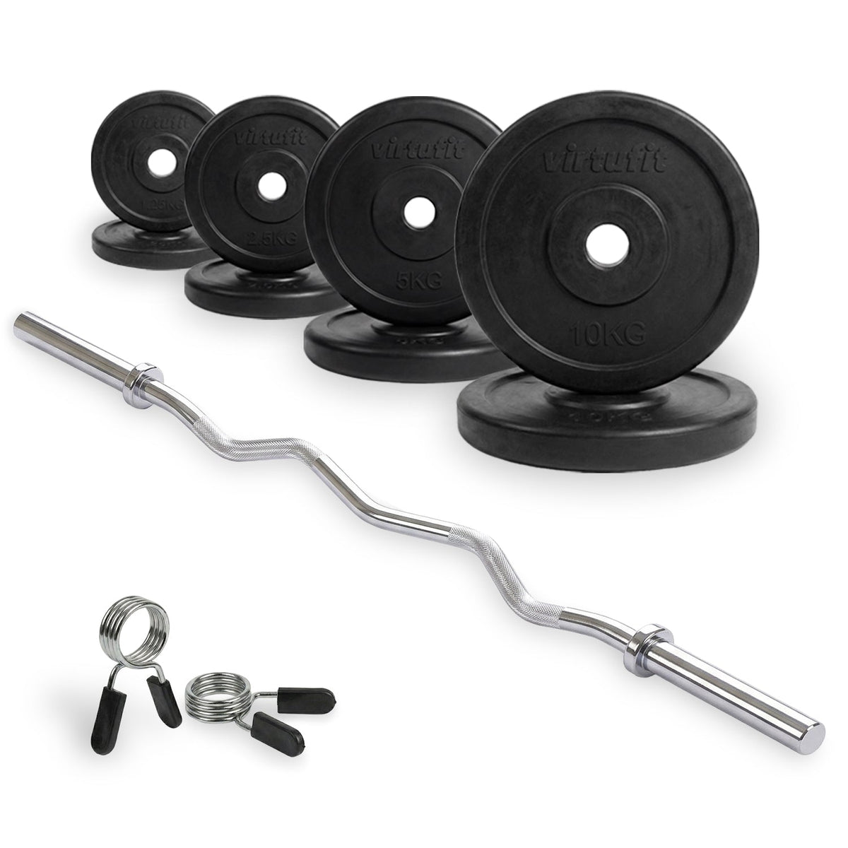 VirtuFit Rubberen Halterset - EZ Curlstang - Veerclip