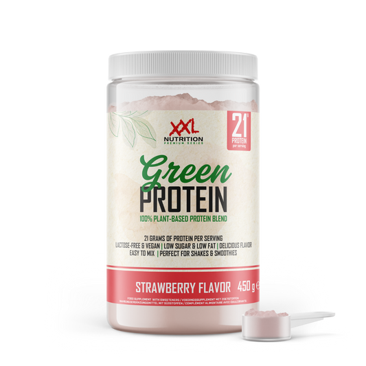 Protein Iced Coffee Karamel - Aardbei / 450 g / Groen