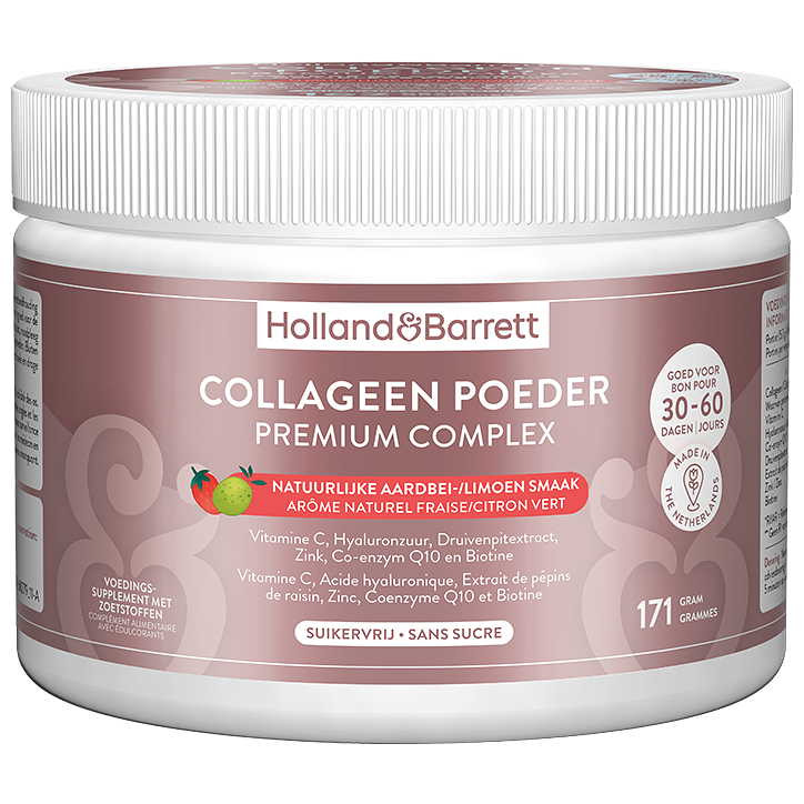 Collageen Poeder Premium Complex Natuurlijke Aardbei-/Limoensmaak - 171 gram