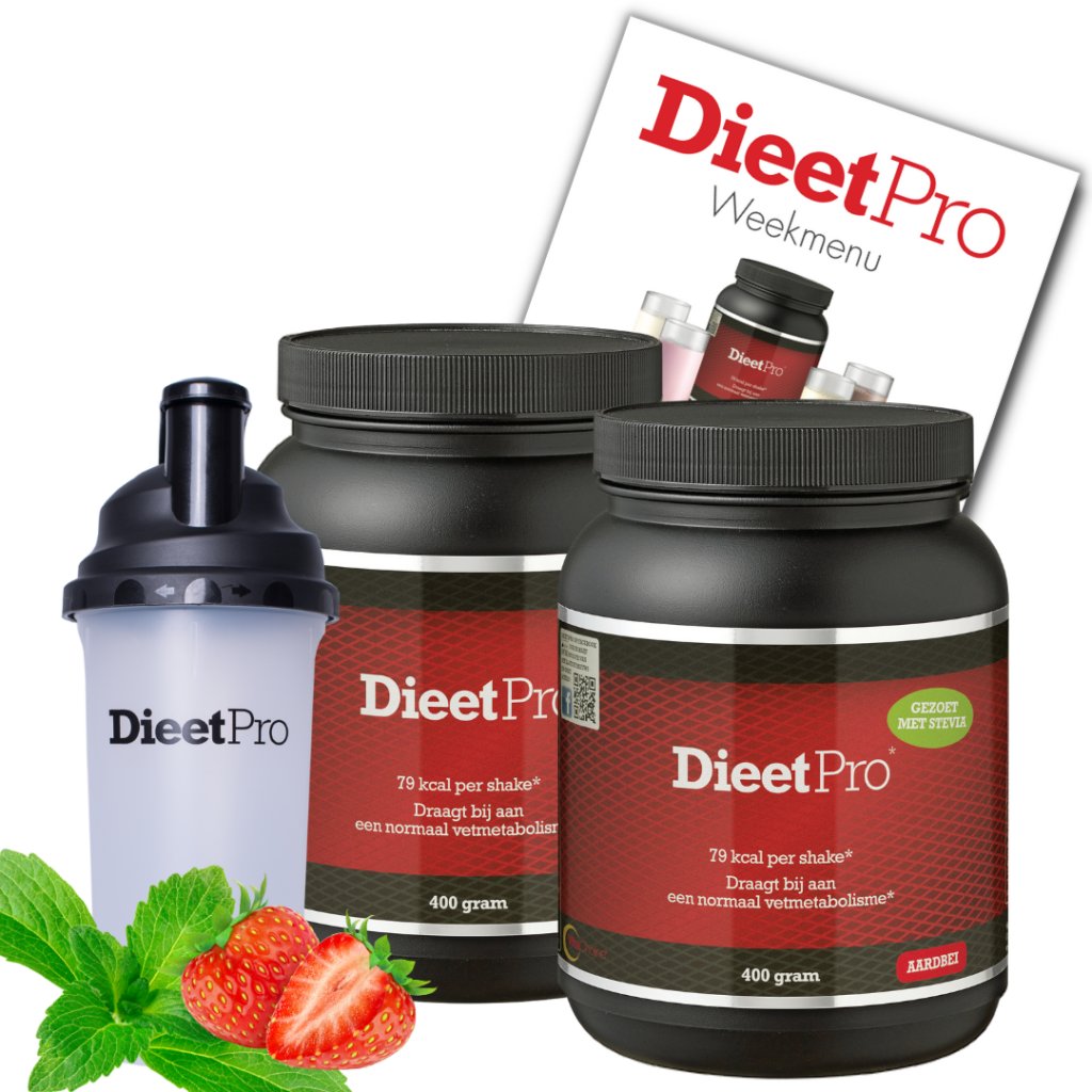 DieetPro 2 Potten Stevia + Gratis Shaker - Aardbei