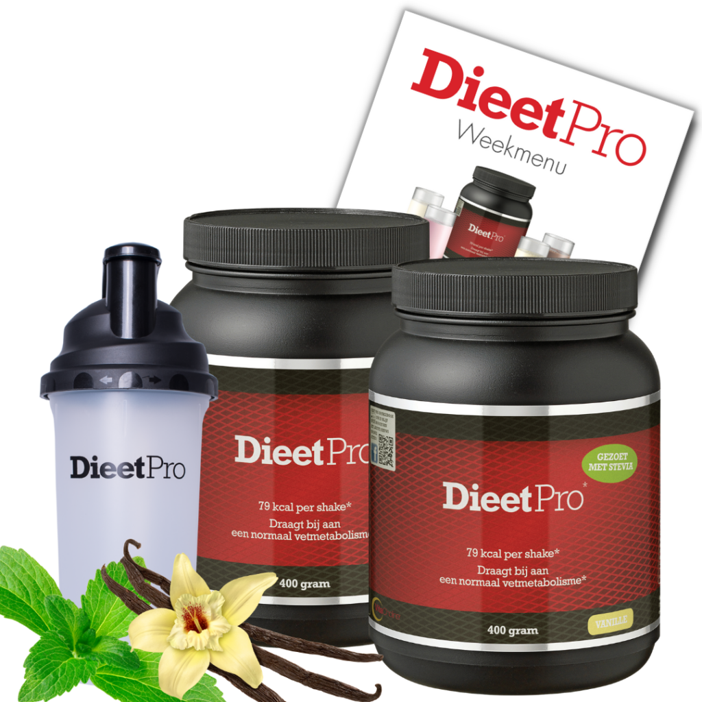 DieetPro 2 Potten Stevia + Gratis Shaker - Vanille