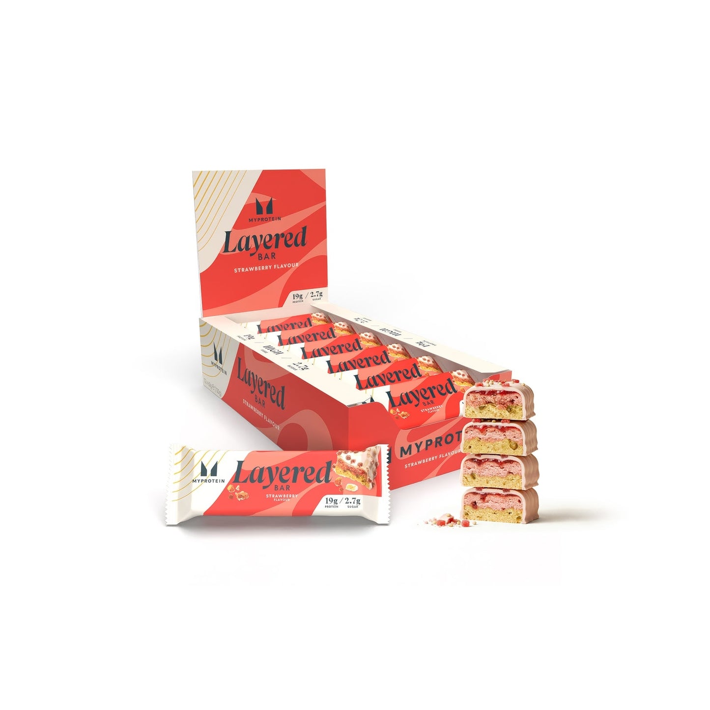 Eiwitreep met laagjes - Aardbei / 12 × 60 g