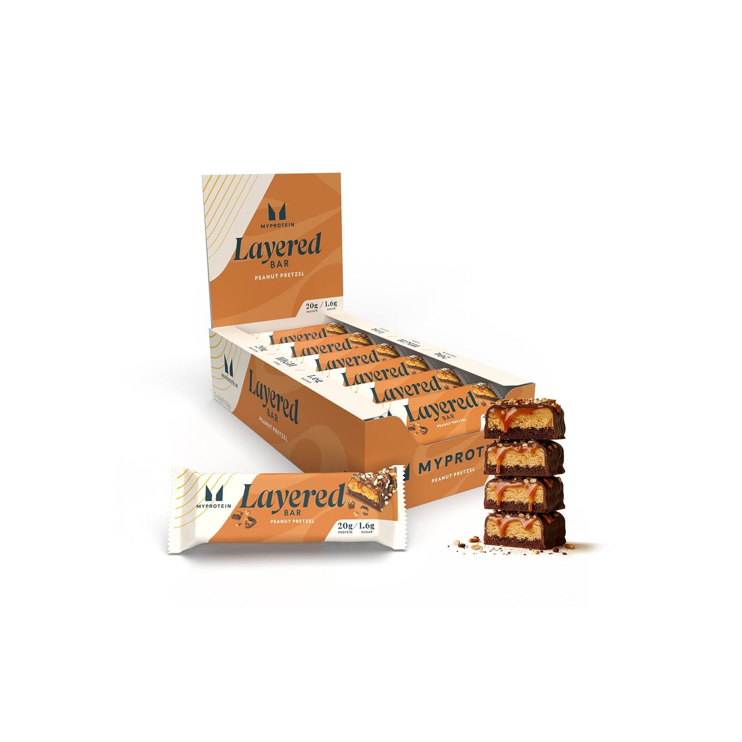 Eiwitreep met laagjes - Chocolate Peanut Pretzel / 12 × 60 g