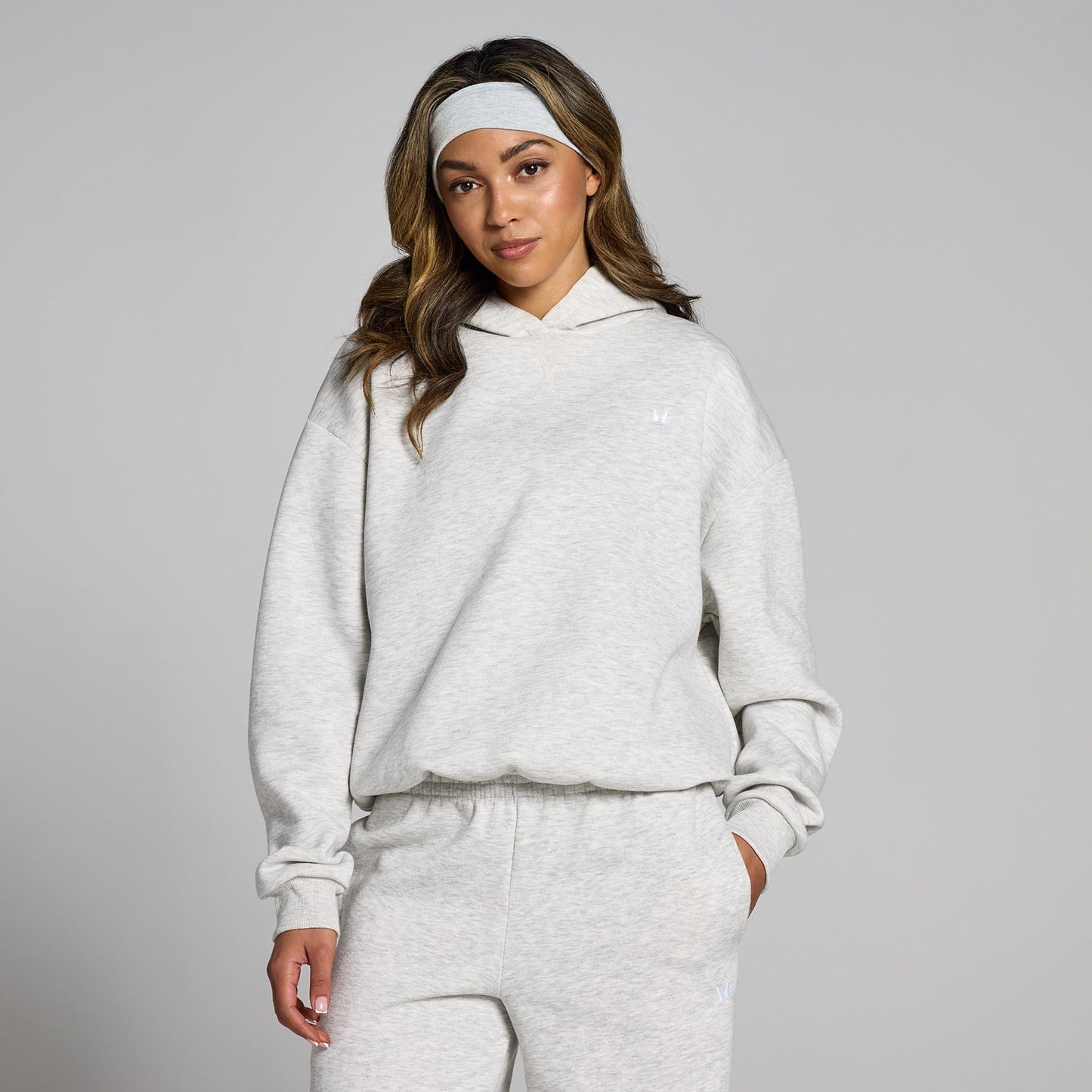 Basics oversized hoodie voor dames - Gemêleerd lichtgrijs / XXL