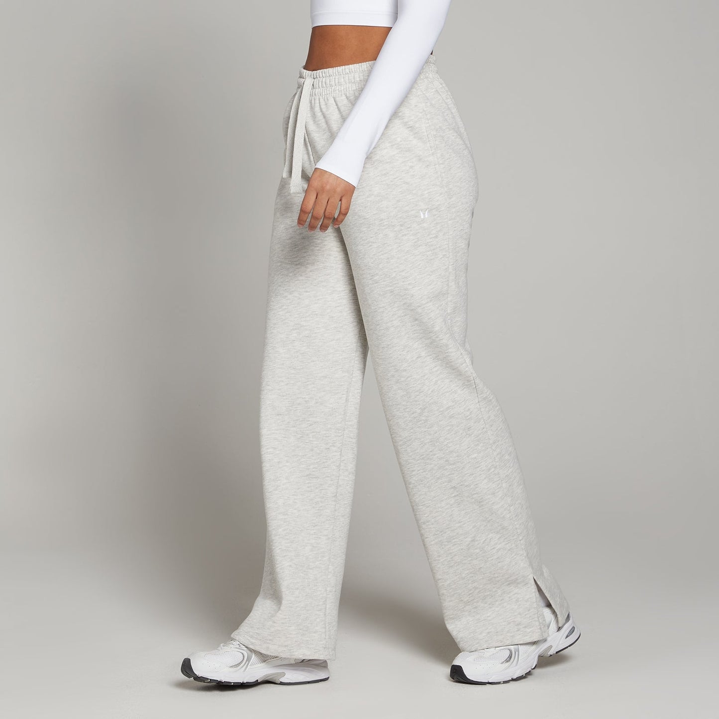 Basics joggingbroek met rechte pijpen voor dames - Gemêleerd lichtgrijs / XL