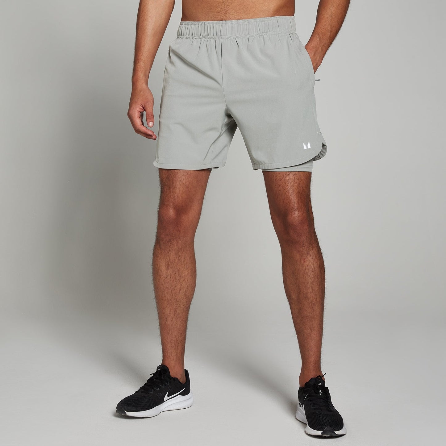 2-in-1 trainingsshort voor heren - Stormgrijs / XXL