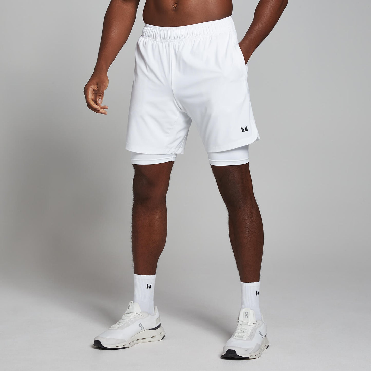 2-in-1 trainingsshort voor heren - Wit / 3XL