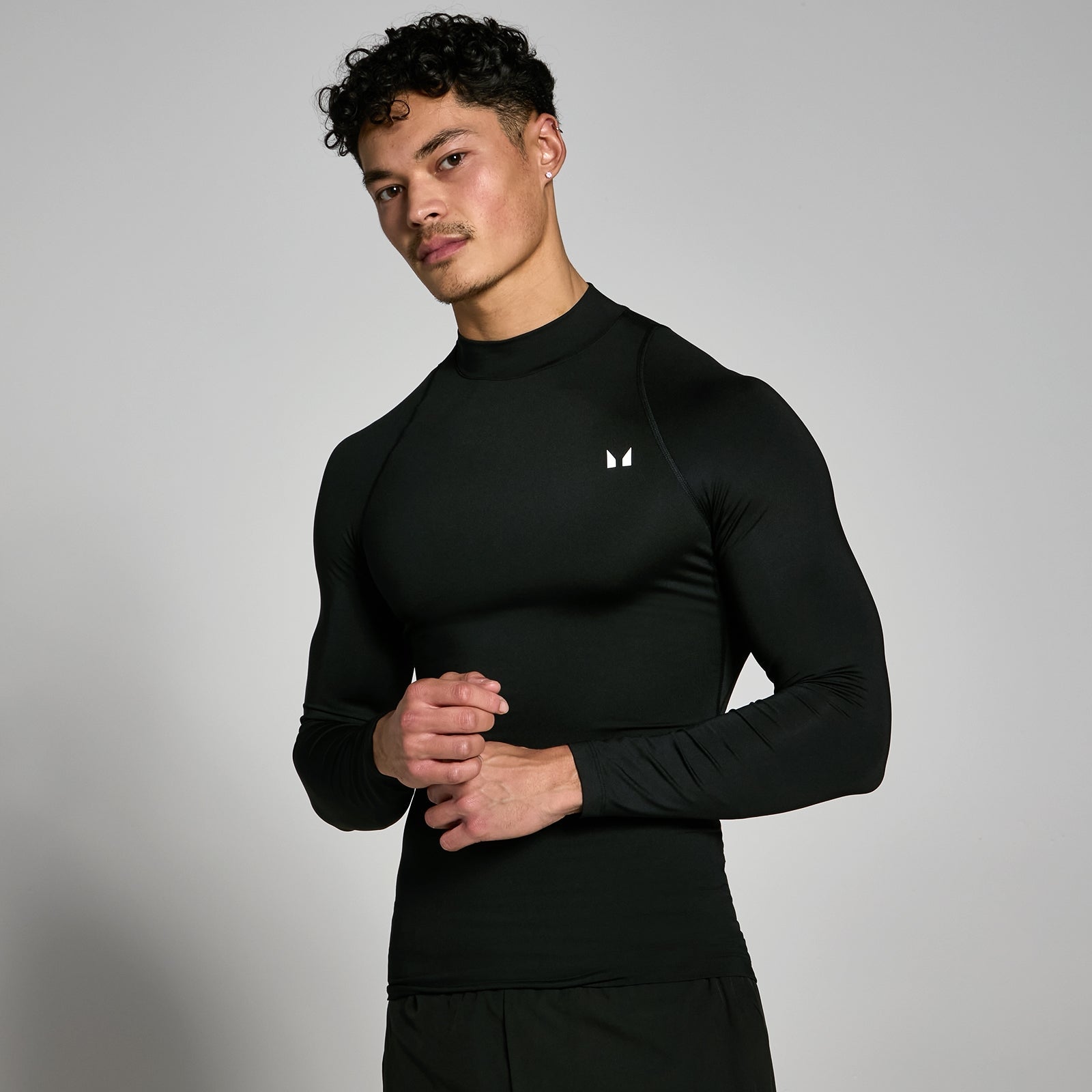 basislaag trainingsshirt met hoge hals en lange mouwen voor heren - M