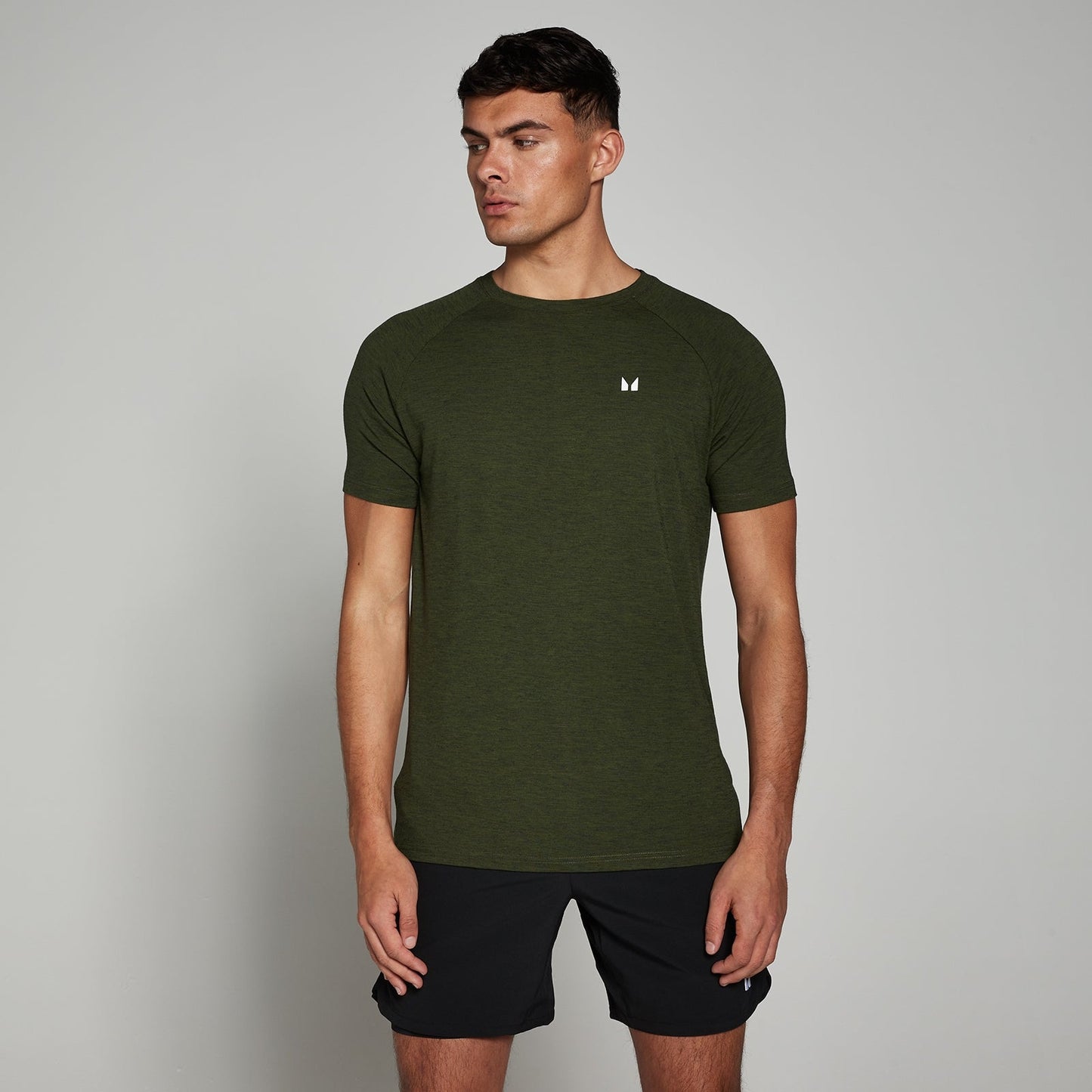 Performance T-Shirt met korte mouwen voor heren - Gemêleerd legergroen / XXL