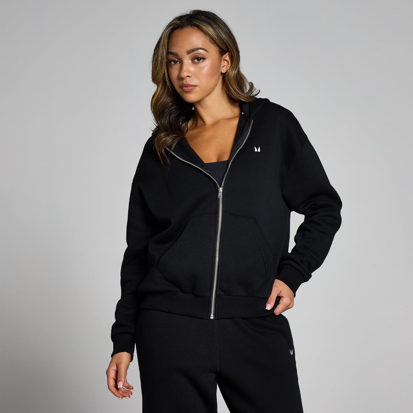 Basics hoodie met rits voor dames - Zwart / XXL