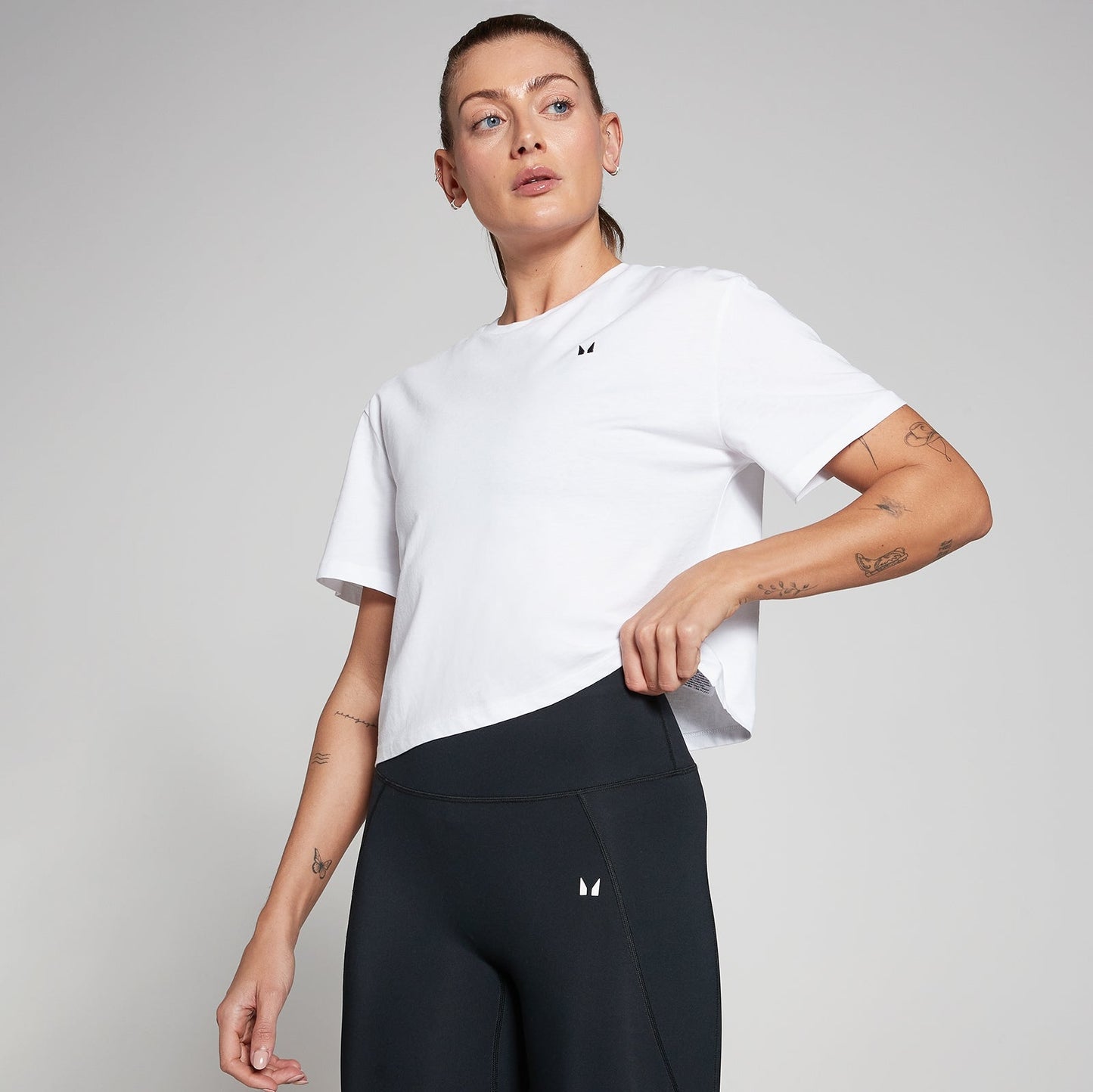 Basics croptop met losse pasvorm en korte mouwen voor dames - Wit / XXL