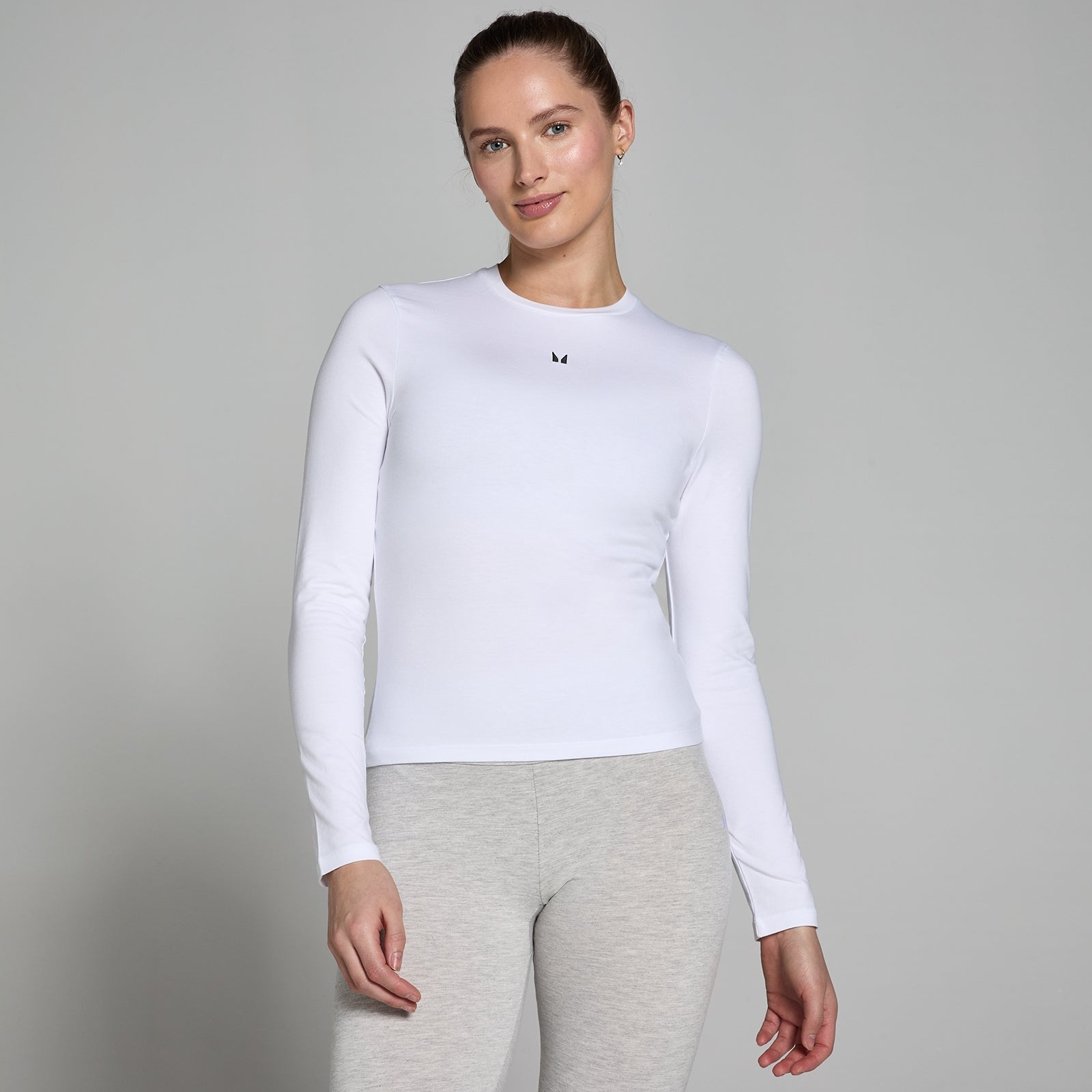 Basics T-shirt met nauwsluitende pasvorm en lange mouwen voor dames - Wit / XXL