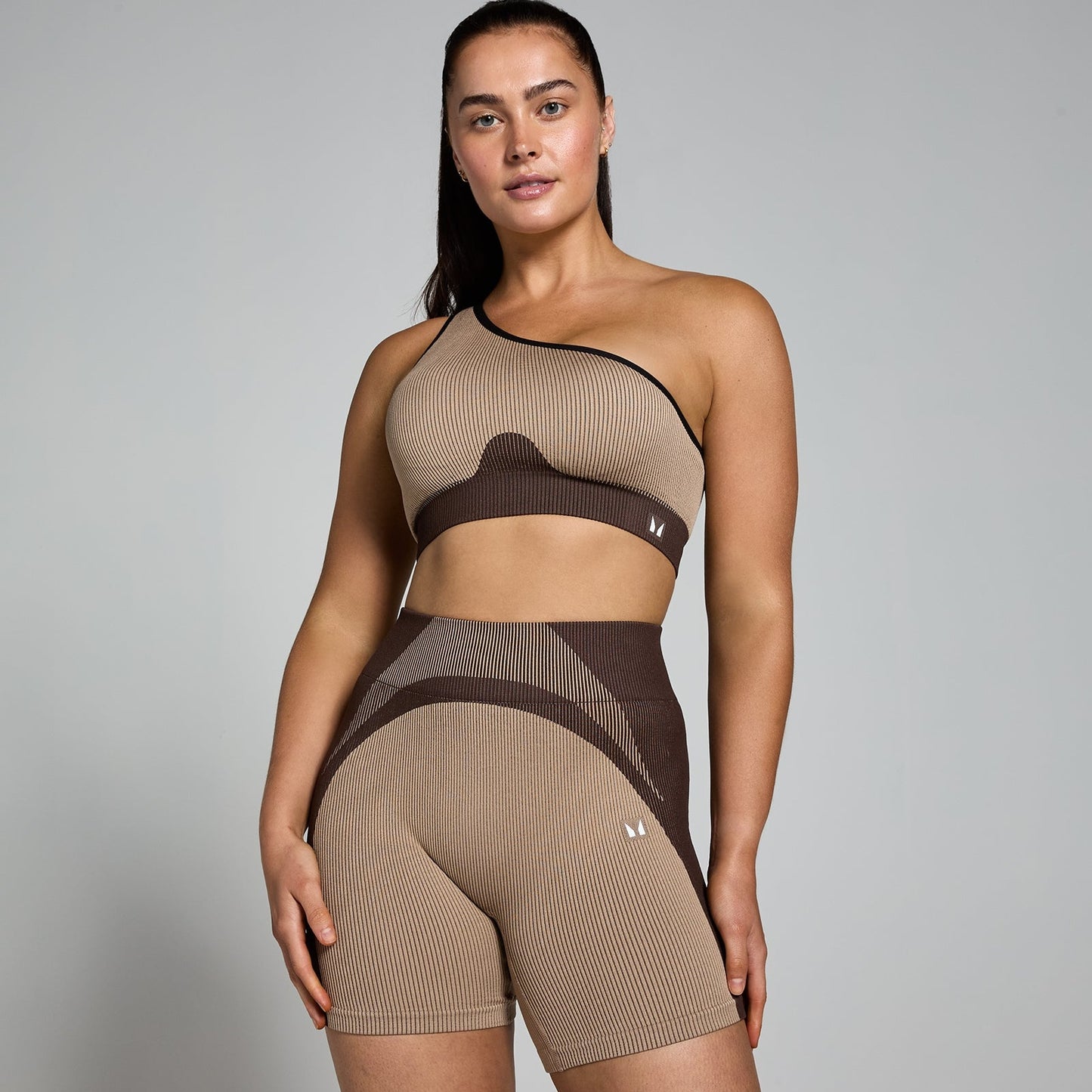 Contrast naadloze beha van ribstof voor dames - Kasjmier/espressobruin / XL