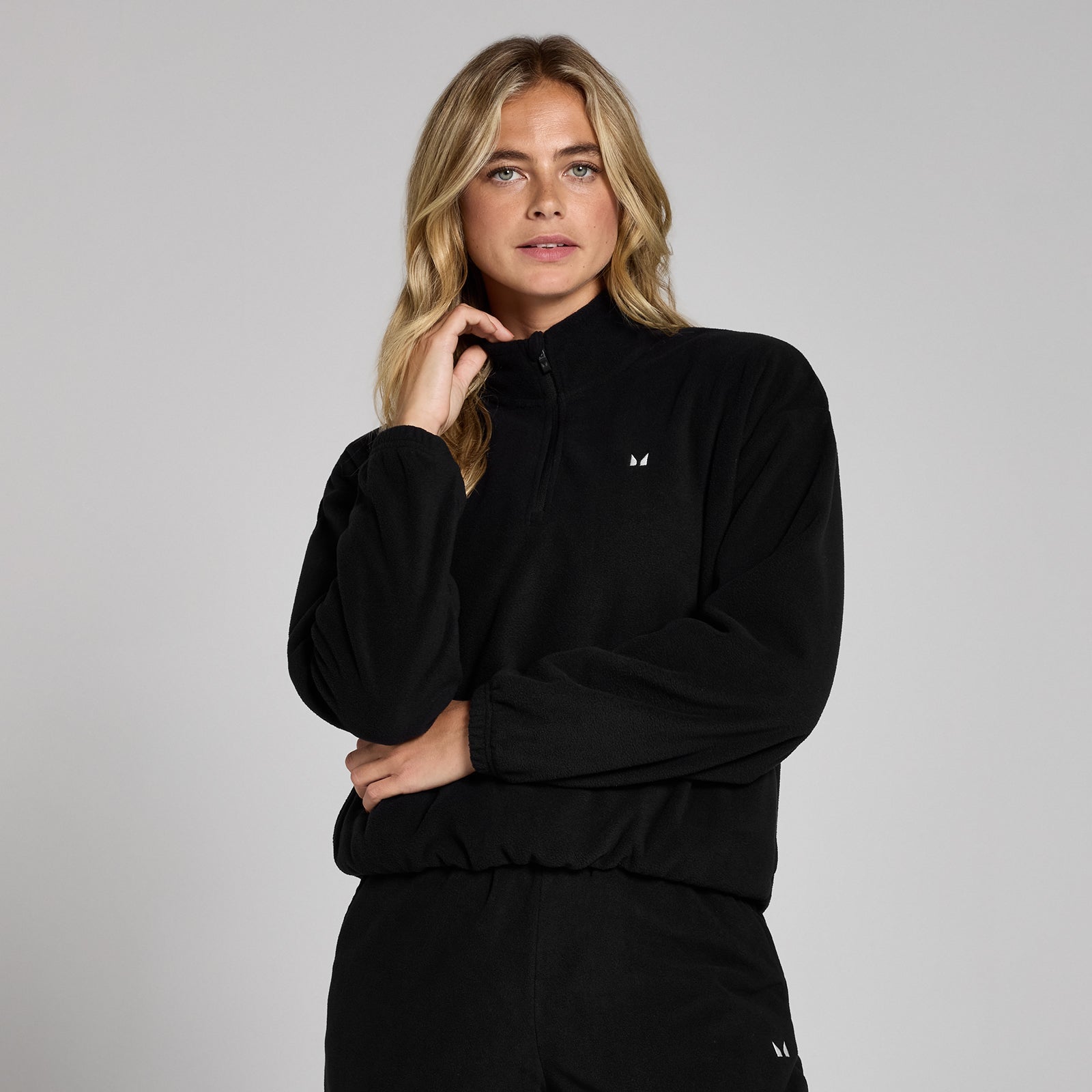 fleecevest met kwartrits en hoge kraag voor dames - XL