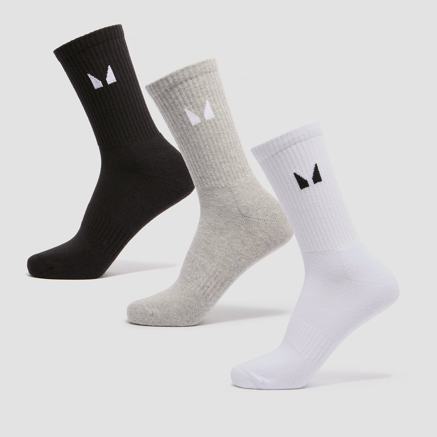 Unisex Crew Socks - White/Black/Grey Marl / UK 9-11 / 3-pack