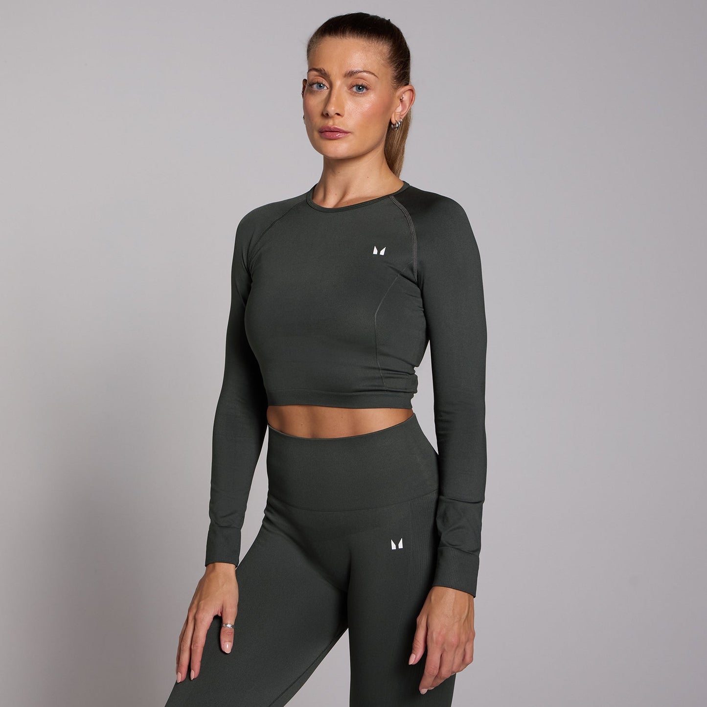Shape naadloze croptop met lange mouwen voor dames - Grijs / XXL