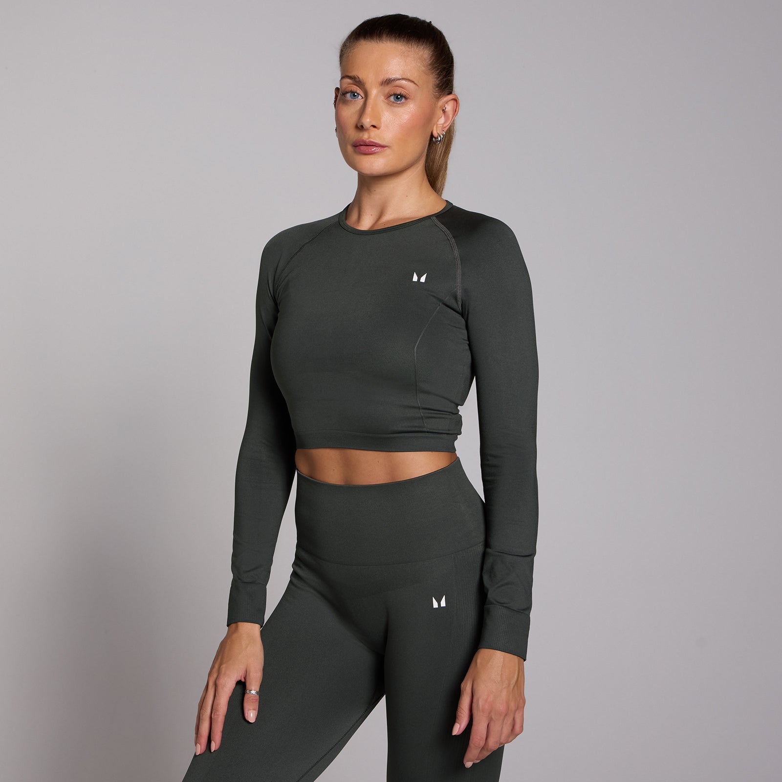 Shape naadloze croptop met lange mouwen voor dames - Grijs / XXL
