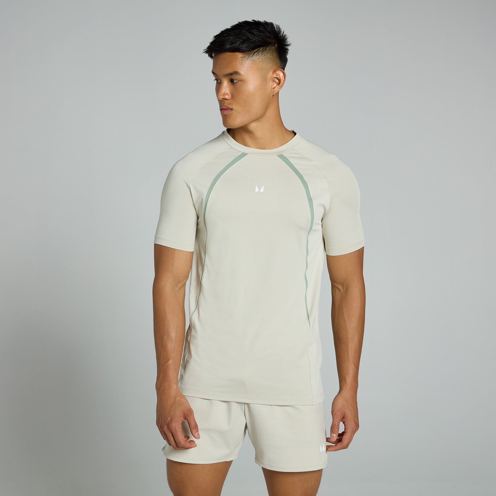 Tempo T-shirt met panelen voor heren - Asgrijs / 3XL