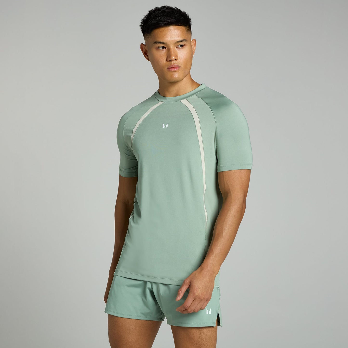 Tempo T-shirt met panelen voor heren - Vaalgroen / 3XL