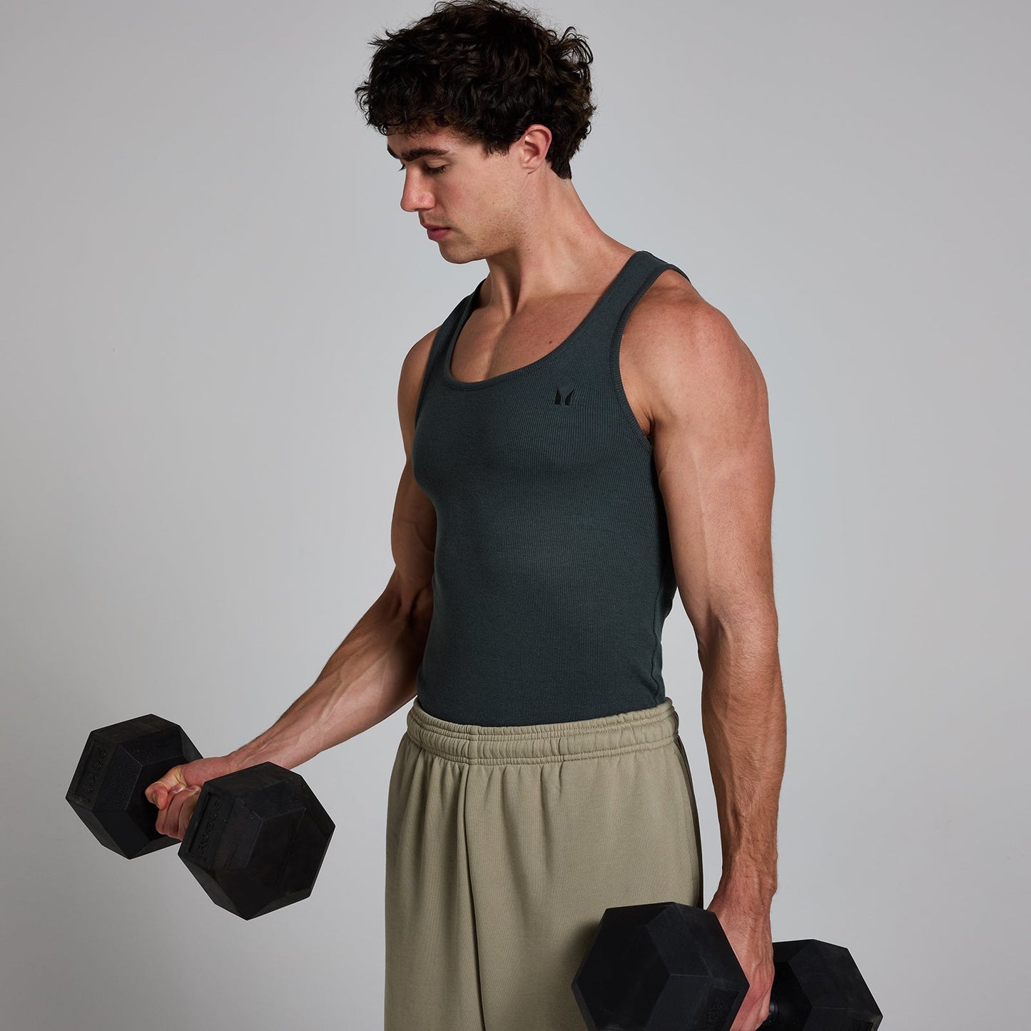 Men's Lift Ribbed Muscle Fit Tank - Washed Black / 3XL