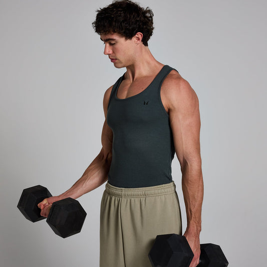 Men's Lift Ribbed Muscle Fit Tank - Washed Black / 3XL