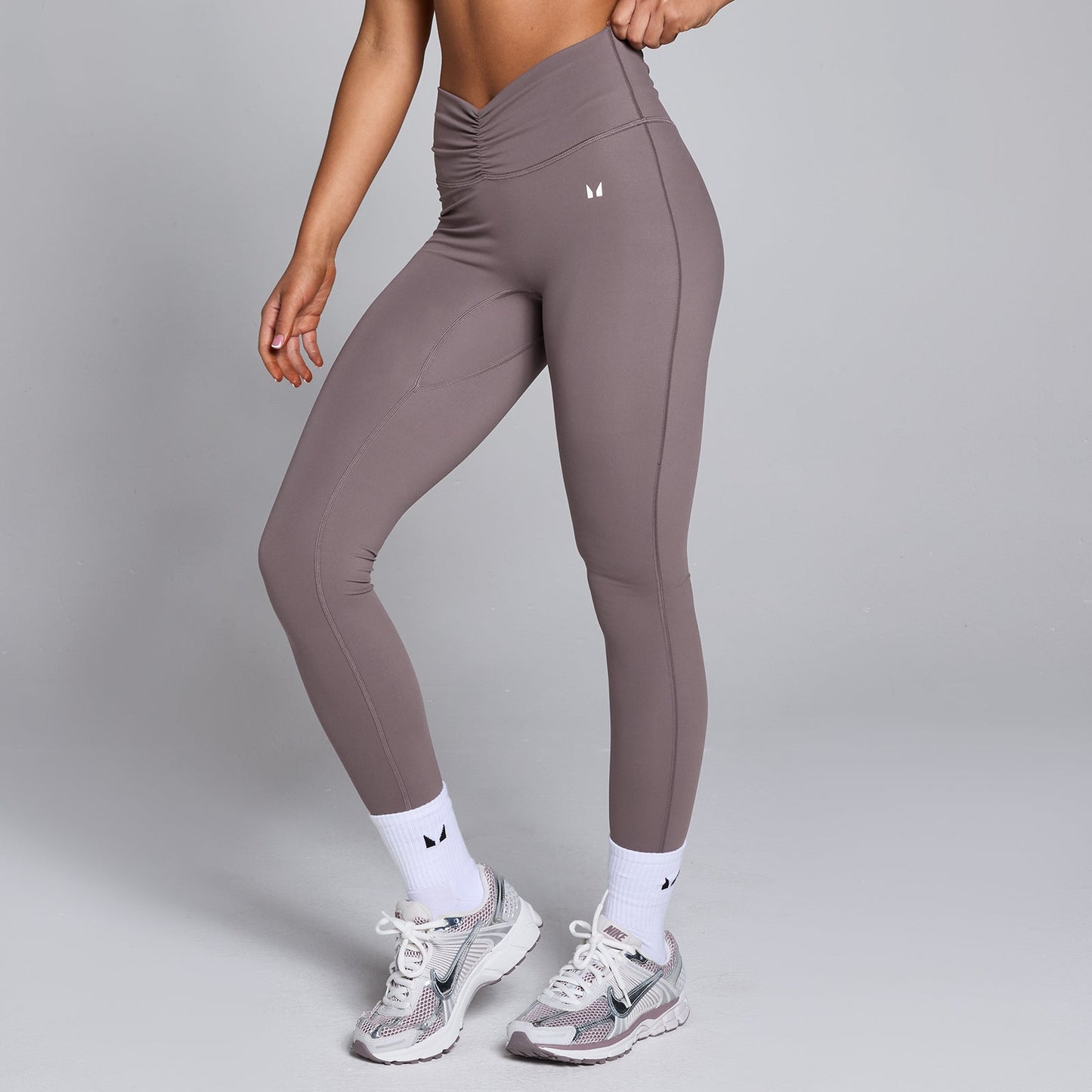 Tempo legging met geplooide voorzijde voor dames - Mokka / XXL