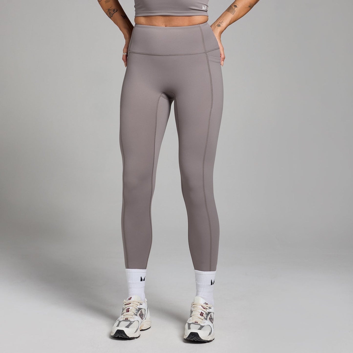 Active legging met zakken voor dames - Lichtgrijs / XXL