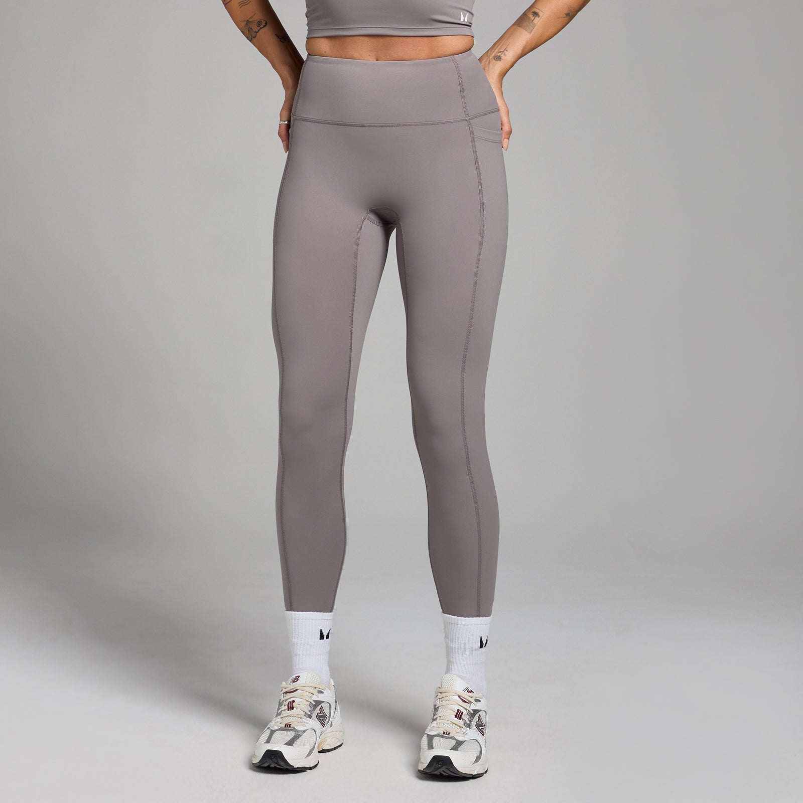 Active legging met zakken voor dames - Lichtgrijs / XXL