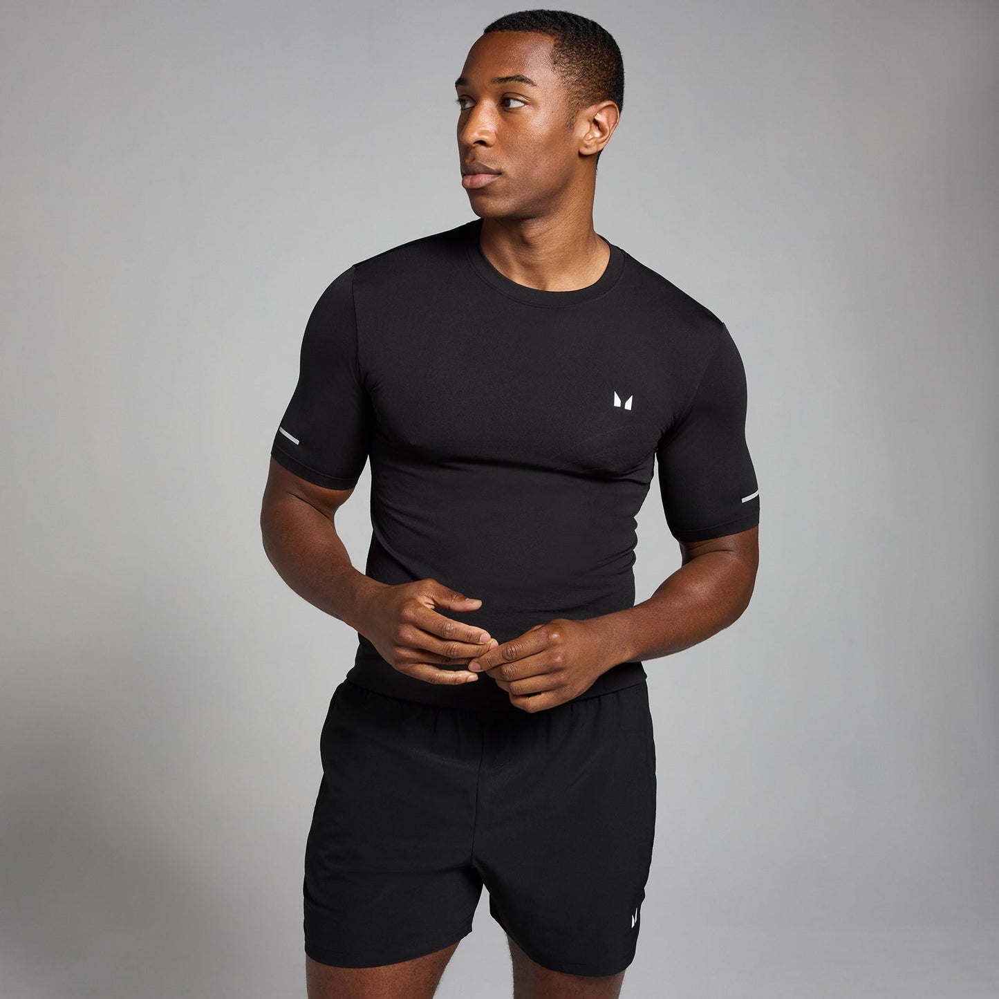 Active naadloos T-shirt met opdruk voor heren - Zwart / XXL