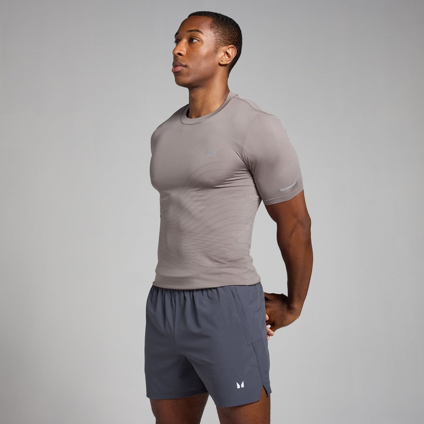 Active naadloos T-shirt met opdruk voor heren - Lichtgrijs / XXL