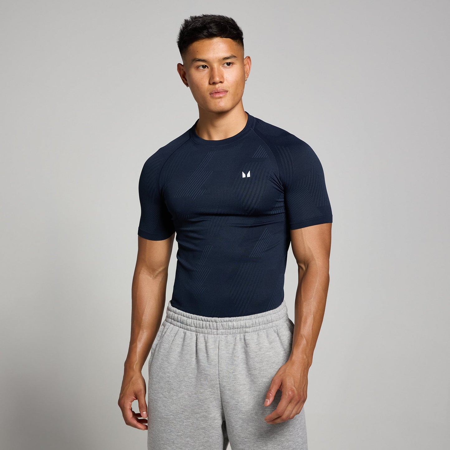 Tempo naadloos T-shirt met opdruk van pilaar voor heren - Marineblauw / XXL