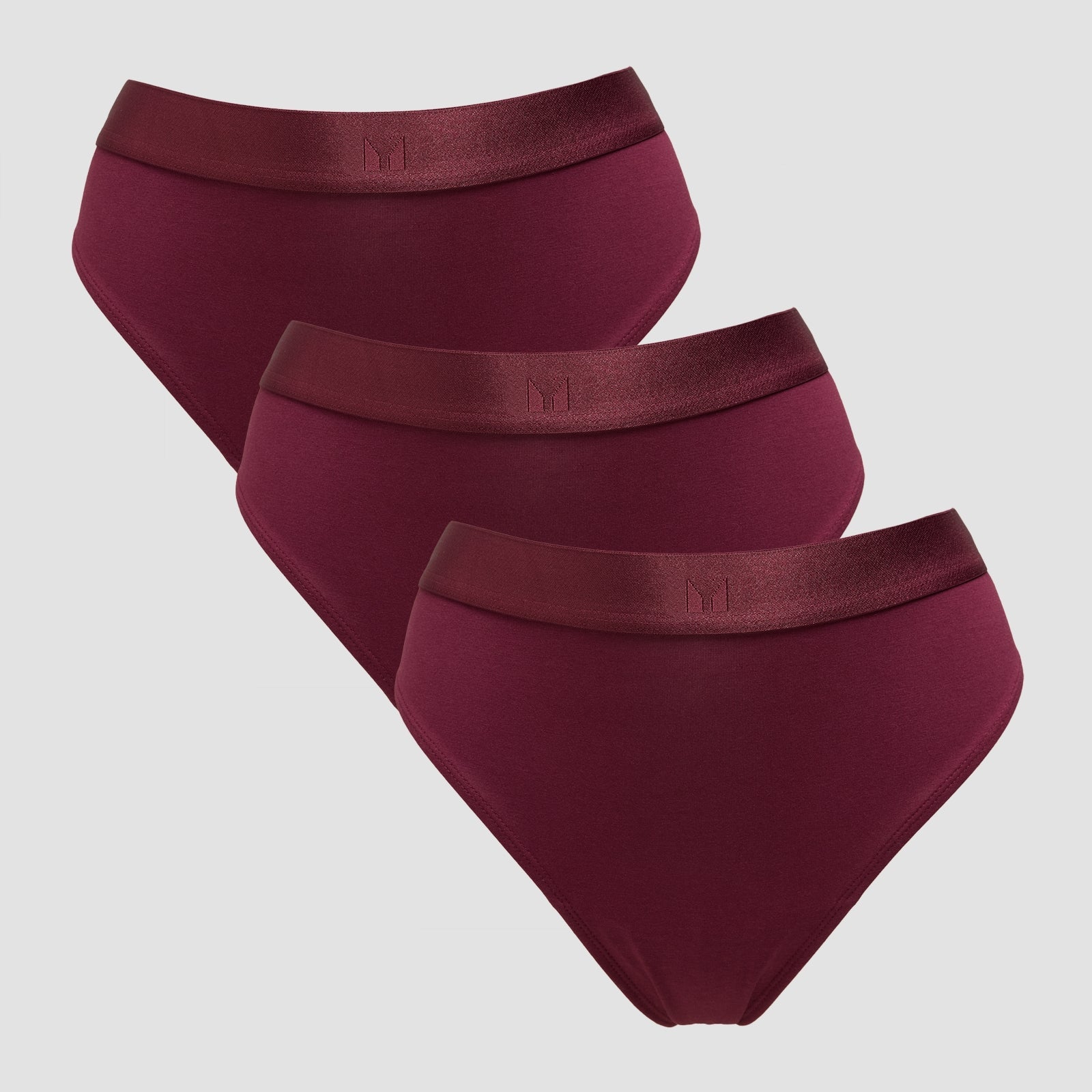 middelhoog bikinibroekje voor dames (verpakking met 3 stuks) - Donkerbessenrood / S