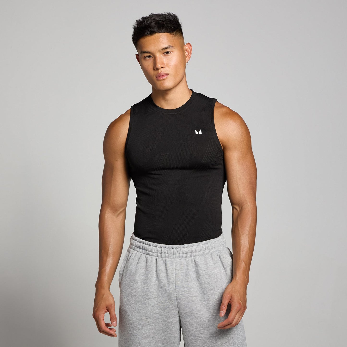Tempo naadloos hemd met opdruk van pilaar voor heren - Zwart / 3XL