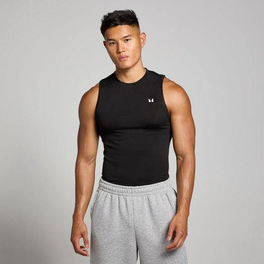 Tempo naadloos hemd met opdruk van pilaar voor heren - Zwart / 3XL