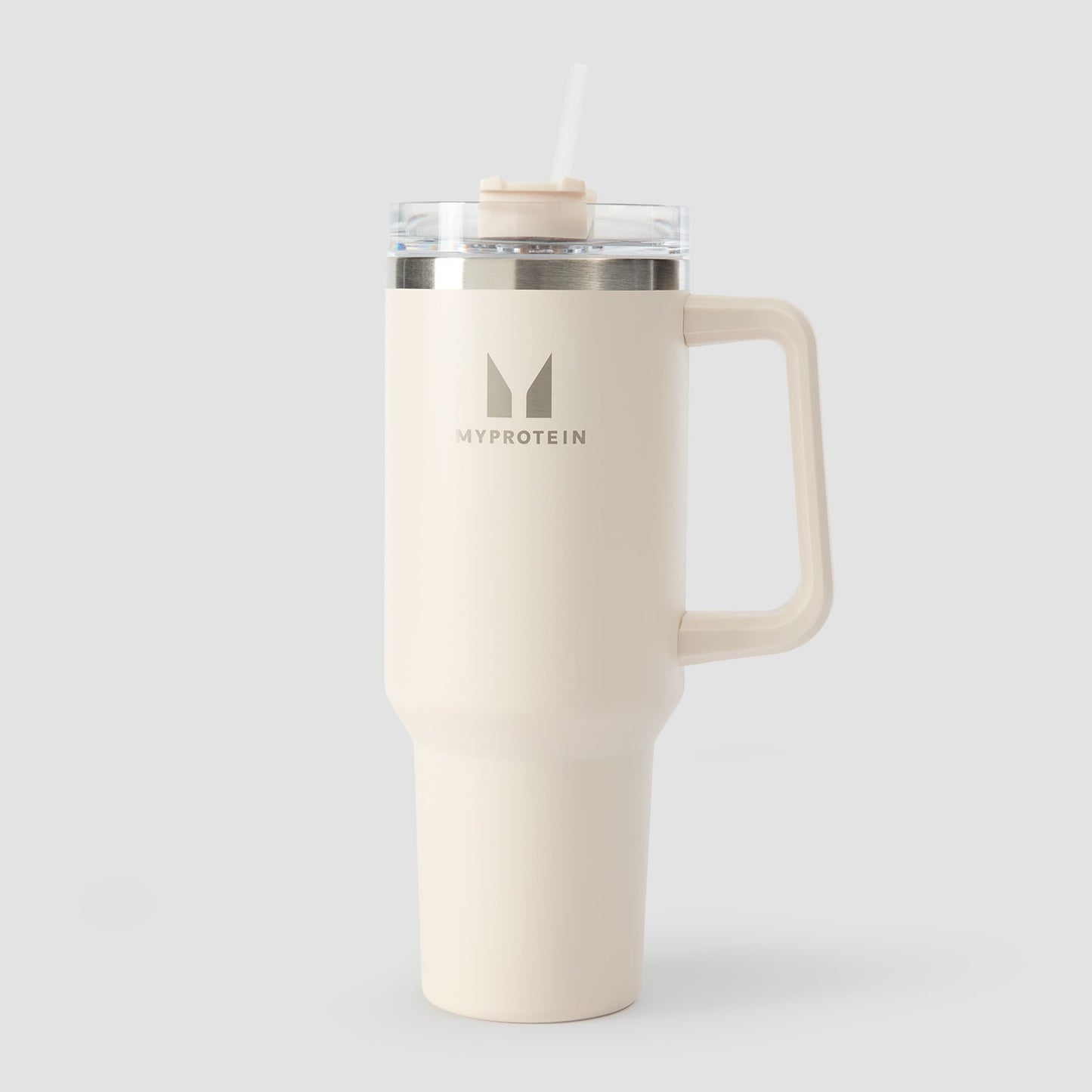 Metalen Zijhandvat Rietjes Fles 1200ml - Natuurlijk Crème