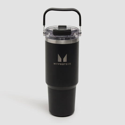 Gerecyclede Metalen Top Handle Rietjesfles 900ml - Zwart
