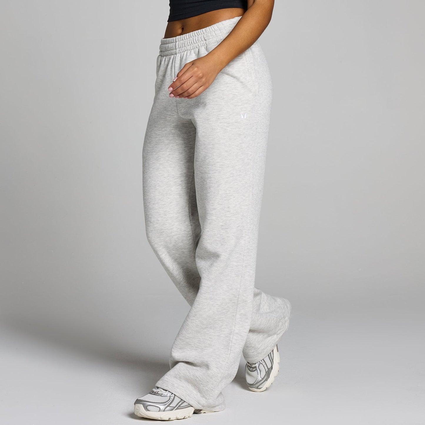 Basics joggingbroek met rechte pijpen in lange lengtemaat voor dames - Gemêleerd grijs / XXL