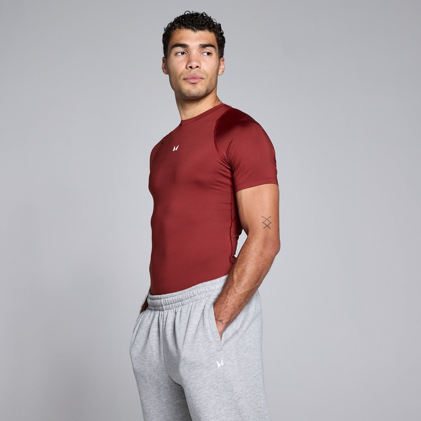 Heren Training Korte Mouw Basislaag - Kers / 3XL
