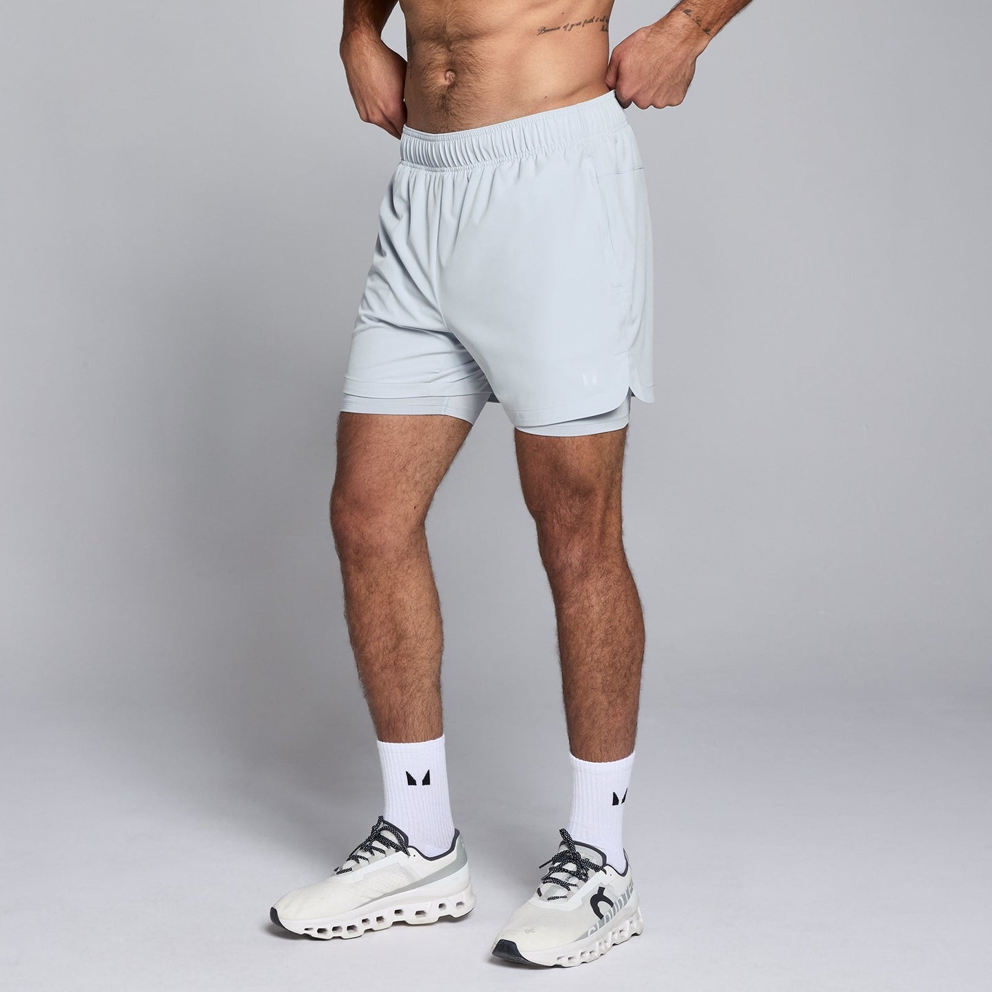 2-in-1-trainingsshort met binnenbeenlengte van 13 cm voor heren - Lichtblauw / 3XL