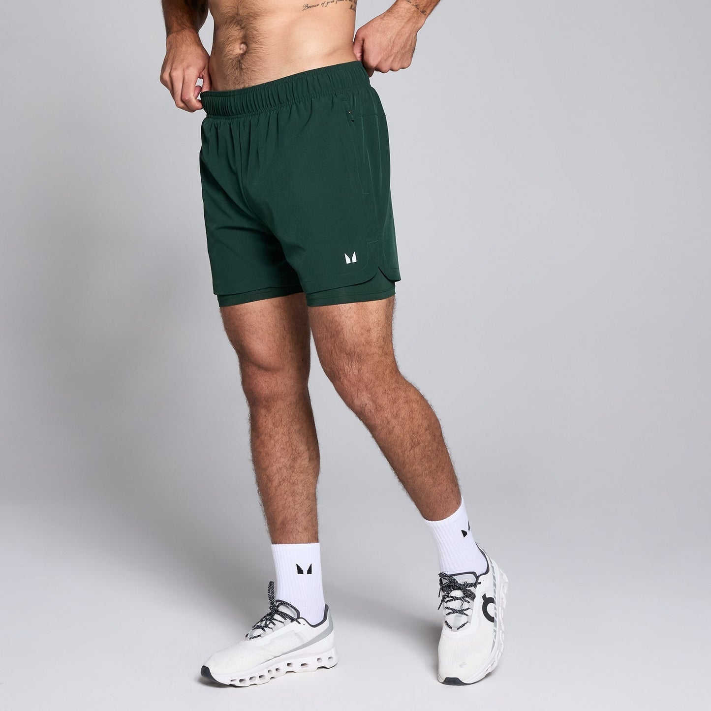 2-in-1-trainingsshort met binnenbeenlengte van 13 cm voor heren - Smaragdgroen / S