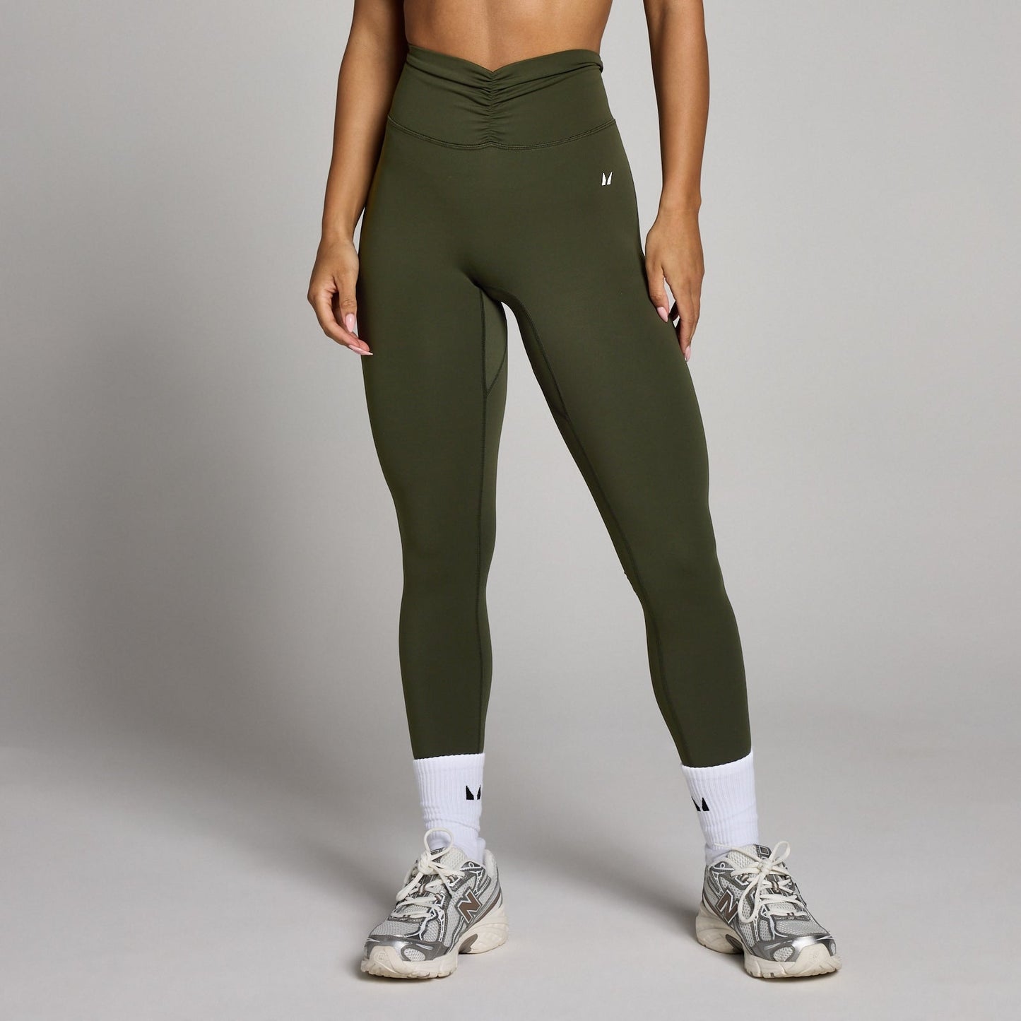 Dames Tempo Dipped Waist Legging - Bosgroen / XXL